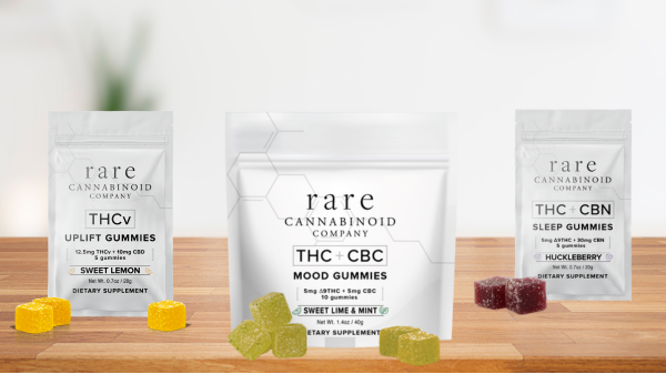 Earn points and redeem them for free packets of gummies like those seen here - THCV Uplift Gummies, THC + CBC Mood Gummies, and THC + CBN Sleep Gummies.