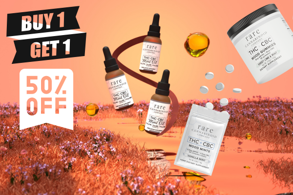 Buy 1 Get 1 50% Off THC + CBC Mood Oil, Mints, and Gummies