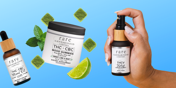 August Sale Products: THCV Uplift Oil, THC + CBC Mood Oil, THC + CBG Relief Gummies, THC + CBC Mood Gummies & Rapid Relief Gel